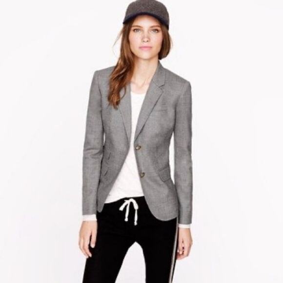 J.Crew Schoolboy Wool Blazer Gray Single Breasted Tailored Classic Office Chic 6 - Picture 1 of 16